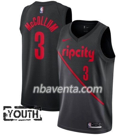 Camiseta Niños Portland Trail Blazers C.J. McCollum 3 2018-19 Nike City Edition Negro Swingman